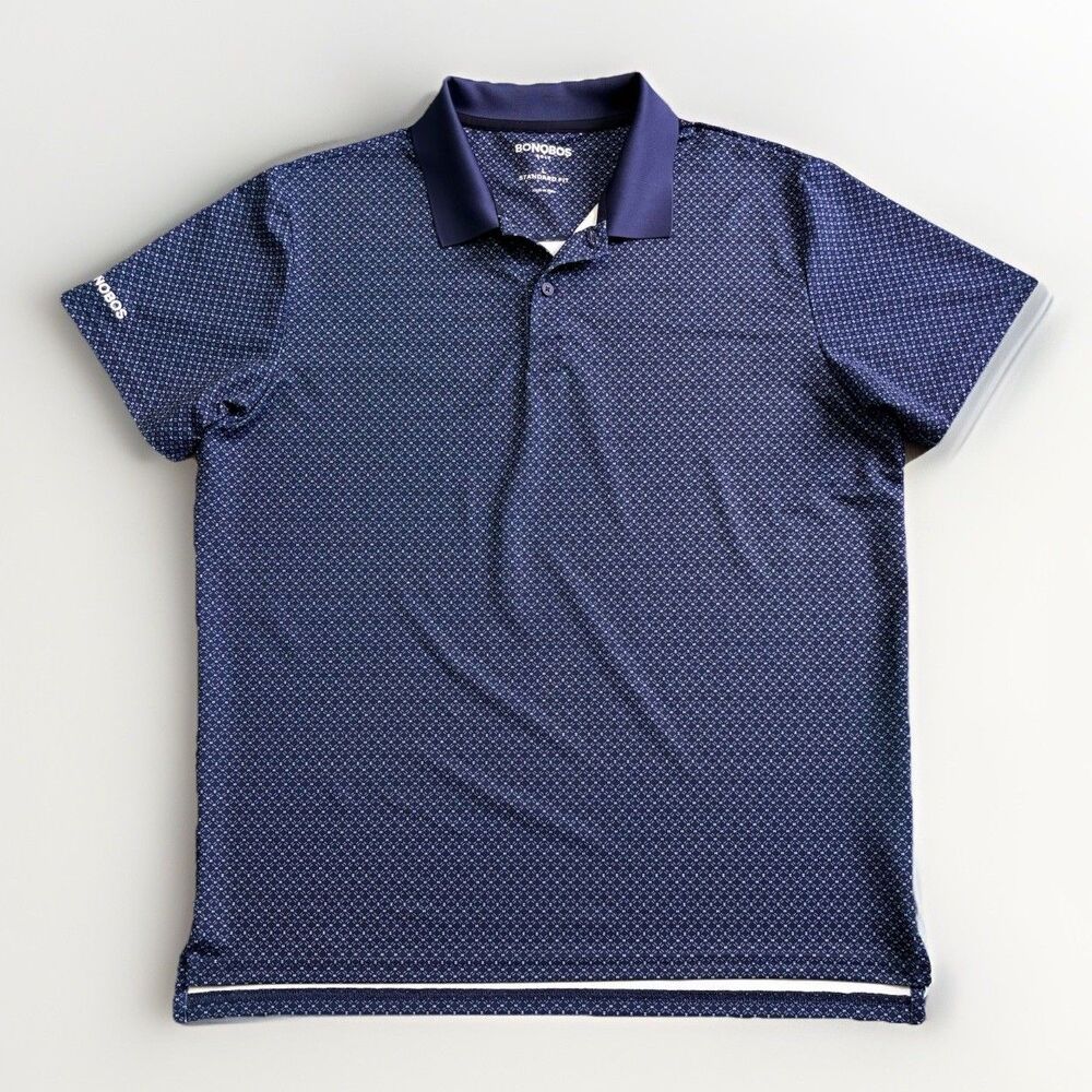 Bonobos Golf Standard Fit Performance Polo Shirt Men's Size Large Blue White